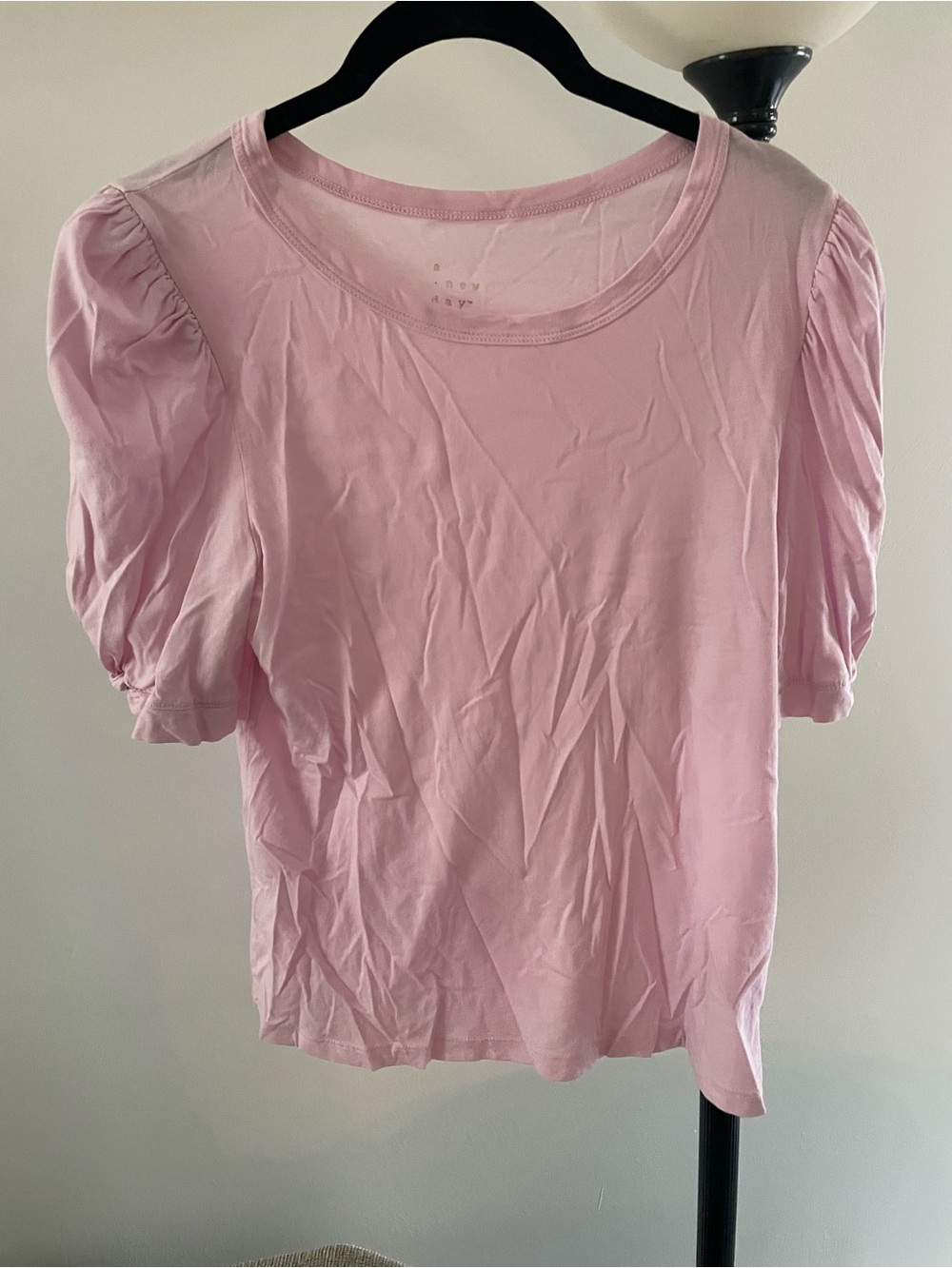 a new day Light Pink Puff Sleeve Crewneck Tee
